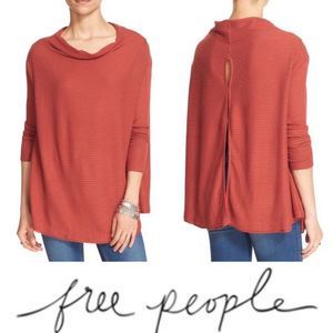 Free People Lover Split Back Pullover Rust oversized XS relaxed boho